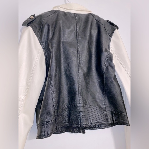 PARISIAN COLLECTION BLACK & WHITE LEATHER JACKET XL - Picture 4 of 8